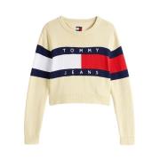 Tommy Jeans Färgblock Tröja Yellow, Dam