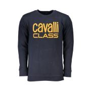 Cavalli Class Blå Bomullströja med Tryckt Logotyp Blue, Herr