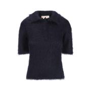 Marni Mohair ulltröja med broderat logotyp Blue, Dam