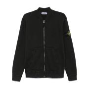 Stone Island Svart Tröja med Dragkedja Black, Herr