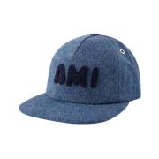 Ami Paris Blå Bomull Trucker Cap Blue, Unisex