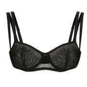 Dolce & Gabbana Svart Point d'Esprit Underwire-Bh Black, Dam