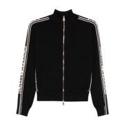 Elisabetta Franchi Grafisk Touch Cardigan med Logoband Black, Dam