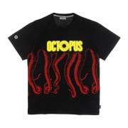 Octopus Svart Tee med Octopus Logo Print Black, Herr