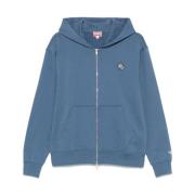 Kenzo Blå hoodie med dragkedja framtill Blue, Herr