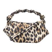 Ganni Leopard Mini Bågväska Brown, Dam