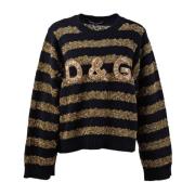 Dolce & Gabbana Kvinnor Crewneck D&G Applikationer Pullover Multicolor...