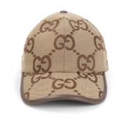 Gucci Mörkbrun Baseball Hat GG Macro Beige, Dam