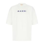 Marni Avslappnad Bomull T-shirt för Män White, Herr