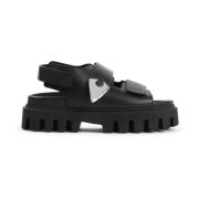 Alexander McQueen Svarta Lädersandaler Elegant Stil Black, Dam