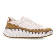 Chloé Lyxiga Mocka Sneakers Höststil Beige, Dam