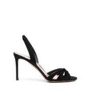 Aquazzura Svarta Mocka Ankelrem Stiletto Sandaler Black, Dam