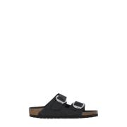 Birkenstock Svart Läder Dubbelt Bälte Sandaler Black, Dam