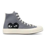 Comme des Garçons Play Grå Canvas Hi Top Sneakers Gray, Herr