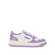 Autry Tvåfärgade lädersneakers för kvinnor Purple, Dam