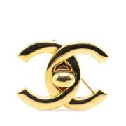 Chanel Vintage Pre-owned Metall broscher Yellow, Dam