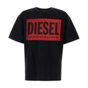 Diesel Oversize Svart Bomull T-Box T-Shirt Black, Herr