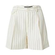 Ralph Lauren Cream Striped Pleated Shorts Beige, Dam