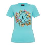 Versace Jeans Couture T-shirt med tryck och skimrande applikationer Bl...