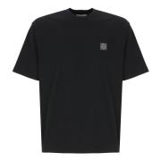 Stone Island Svart Bomull T-shirt med Logopatch Black, Herr