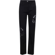 Blugirl Svart Blommig Broderad Straight Leg Jeans Black, Dam