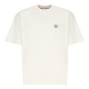 Stone Island Ivory Bomull T-shirt med Logopatch Beige, Herr