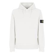 Stone Island Vit Bomullshoodie med Logopatch White, Herr