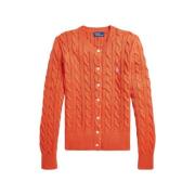 Polo Ralph Lauren Tvinning Cardigan med Ikoniskt Motiv Orange, Dam