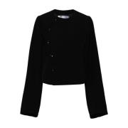 Comme des Garçons Svart Ulljacka med Knappstängning Black, Dam