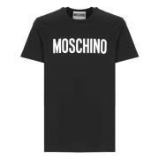 Moschino Svart Bomull T-shirt med Logotyp Black, Herr