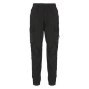 Stone Island Svarta Cargo Byxor Elastisk Midja Fickor Black, Herr