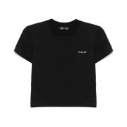 Mugler Svart Crew Neck Logo T-shirt Black, Dam