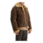 Burberry Shearling Aviator Jacket med Vintage Läder Brown, Herr