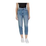 Tommy Jeans Ljusblå Mom Fit Bomullsjeans Blue, Dam