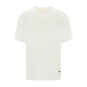 Jil Sander Monogram Patch Bomull T-shirt för kvinnor White, Dam