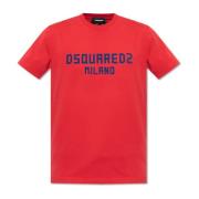 Dsquared2 T-shirt med logotyp och sammetfinish Red, Herr