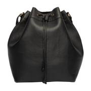 Re:designed Vintage Läder Bucket Bag med Crossbody Rem Black, Dam