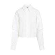 Off White Vit Bomullsskjorta Chic Stil White, Dam