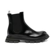 Alexander McQueen Svarta Läder Chelsea Boots Black, Dam