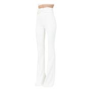 Elisabetta Franchi Ivory Elegant Högmidjade Palazzo Byxor White, Dam