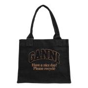 Ganni Denim Toteväska Black, Dam