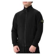 Stone Island Svart Zip Up Cardigan Klassisk Ikonisk Black, Herr