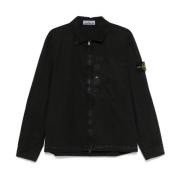 Stone Island Svart Bomull Dragkedja Skjorta Black, Herr