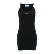 Off White Svart Ribbad Tank Klänning Black, Dam