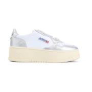 Autry Silver Platform Sneakers White, Dam