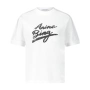 Anine Bing Signatur Logo T-shirt i bomull White, Dam