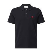 Ami Paris Logo Polo Shirt Klassisk Design Black, Herr