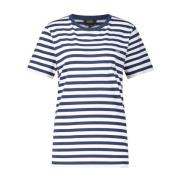 A.p.c. Randig bomullst-shirt med logobroderi Blue, Dam