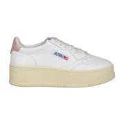 Autry Platform Sneakers i Cowhide Läder White, Dam