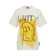 Hugo Boss Vintage Print T-shirt Med Snygg Design White, Dam